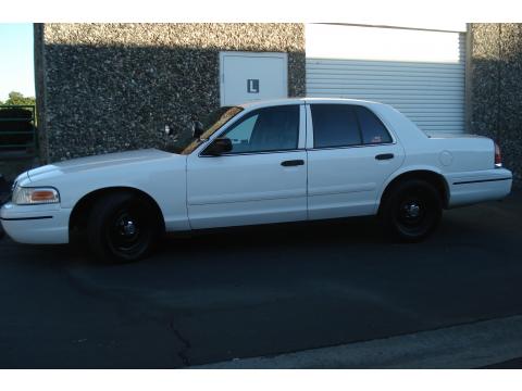 Vibrant White 2003 Ford Crown Victoria Police Interceptor with Blue interior