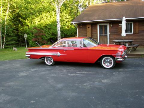 Red 1960 Chevrolet Impala 2 Door Hardtop Coupe with Red White Houndstooth