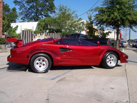 Candy Apple Red 1986 Custom Lamborghini Replica Countach with Black and Red