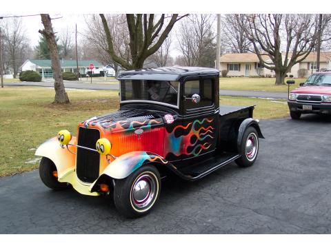 Black Flames 1934 Ford Pickup Street Rod with Black interior 1934 Ford 